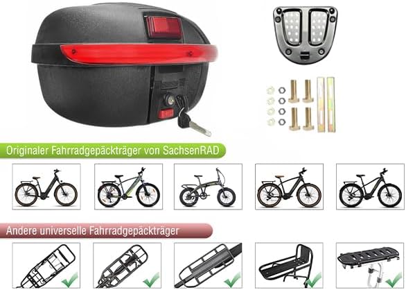 Gepäckträger-Box Globus mit Alarm