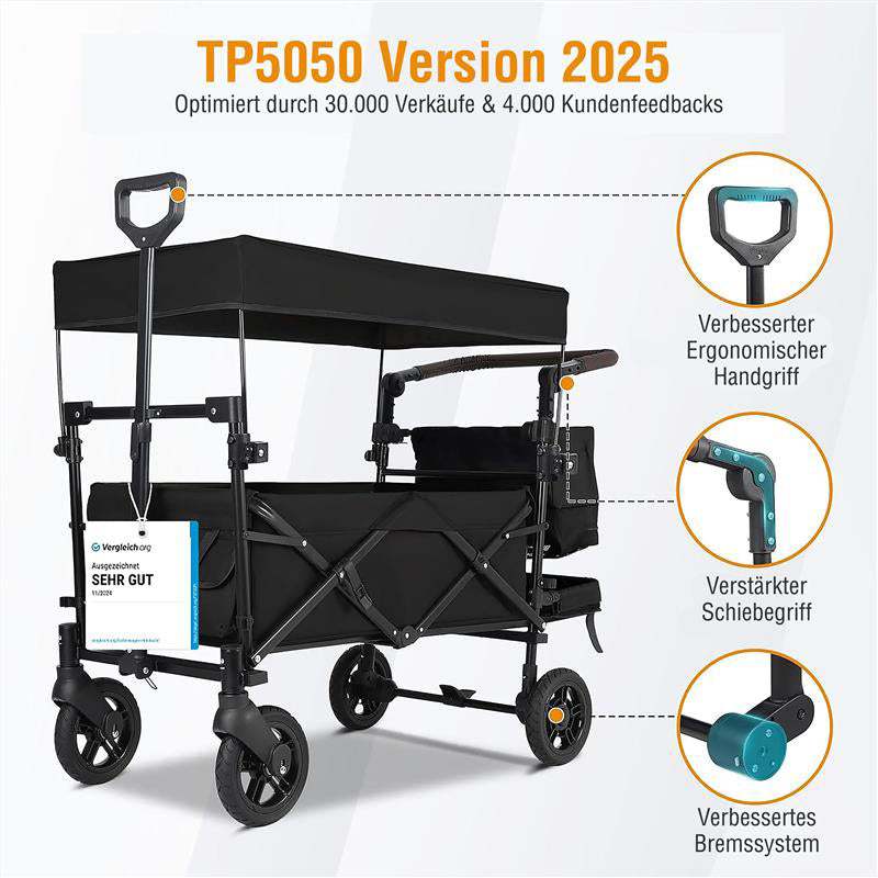Faltbarer Bollerwagen mit Dach, 150 kg