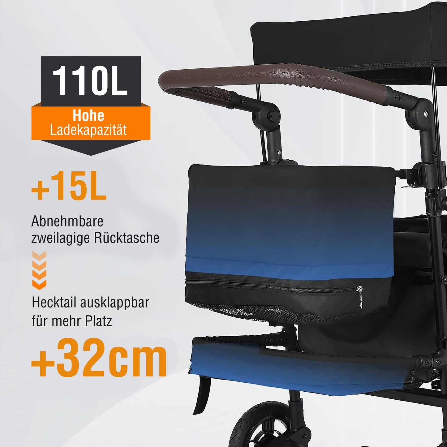 Faltbarer Bollerwagen mit Dach, 150 kg