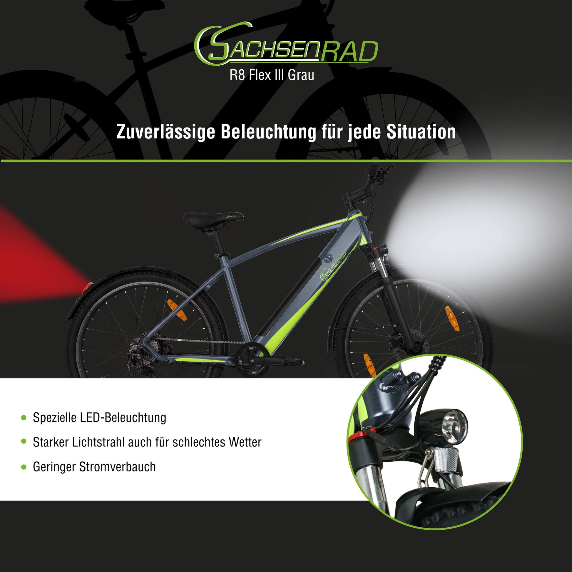 mountainbike mit licht E-Bike SachsenRAD R8 Flex III Racing E-Mountain-Bike buy cheap