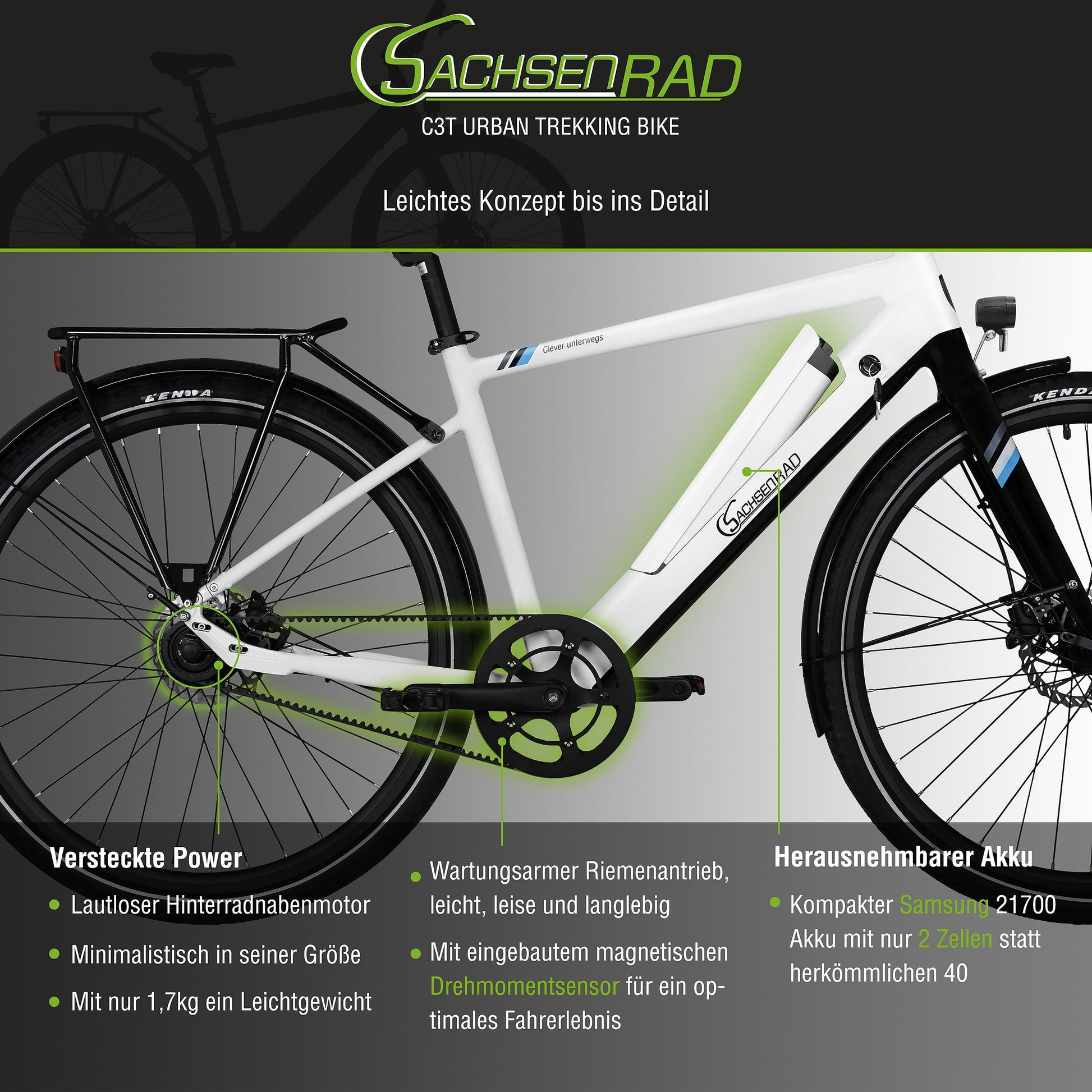 e bike mit riemenantrieb trekking Das SachsenRAD CityBike C3T ist ein wunderschönes und leichtes Ebike für die Stadt und für Trekking Touren mit wartungsarmen Riemenatrieb. Das 28 Zoll E-Bike