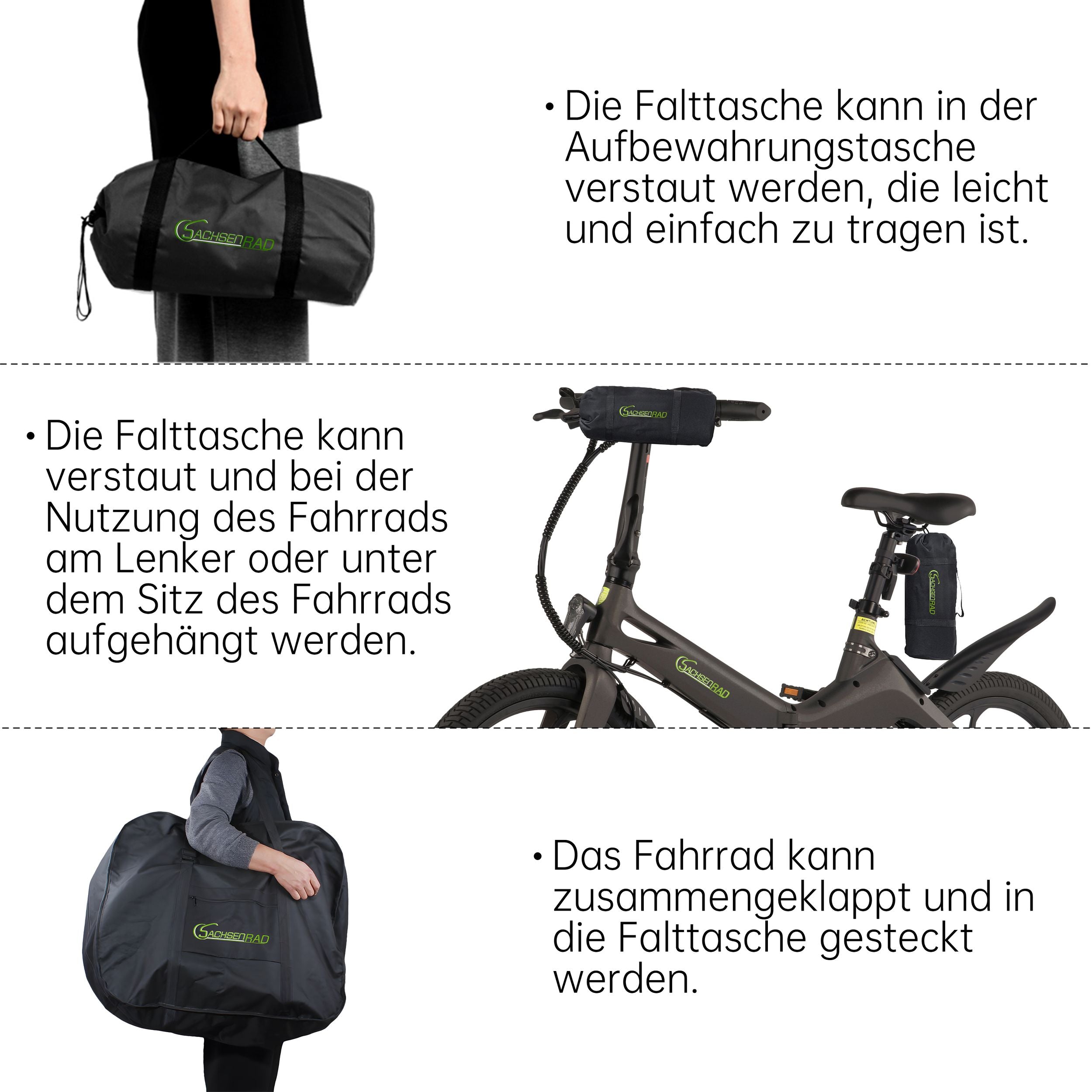 GermanXia Faltrad, Klapprad Transporttasche für 16-24 Rad, Markenqualität