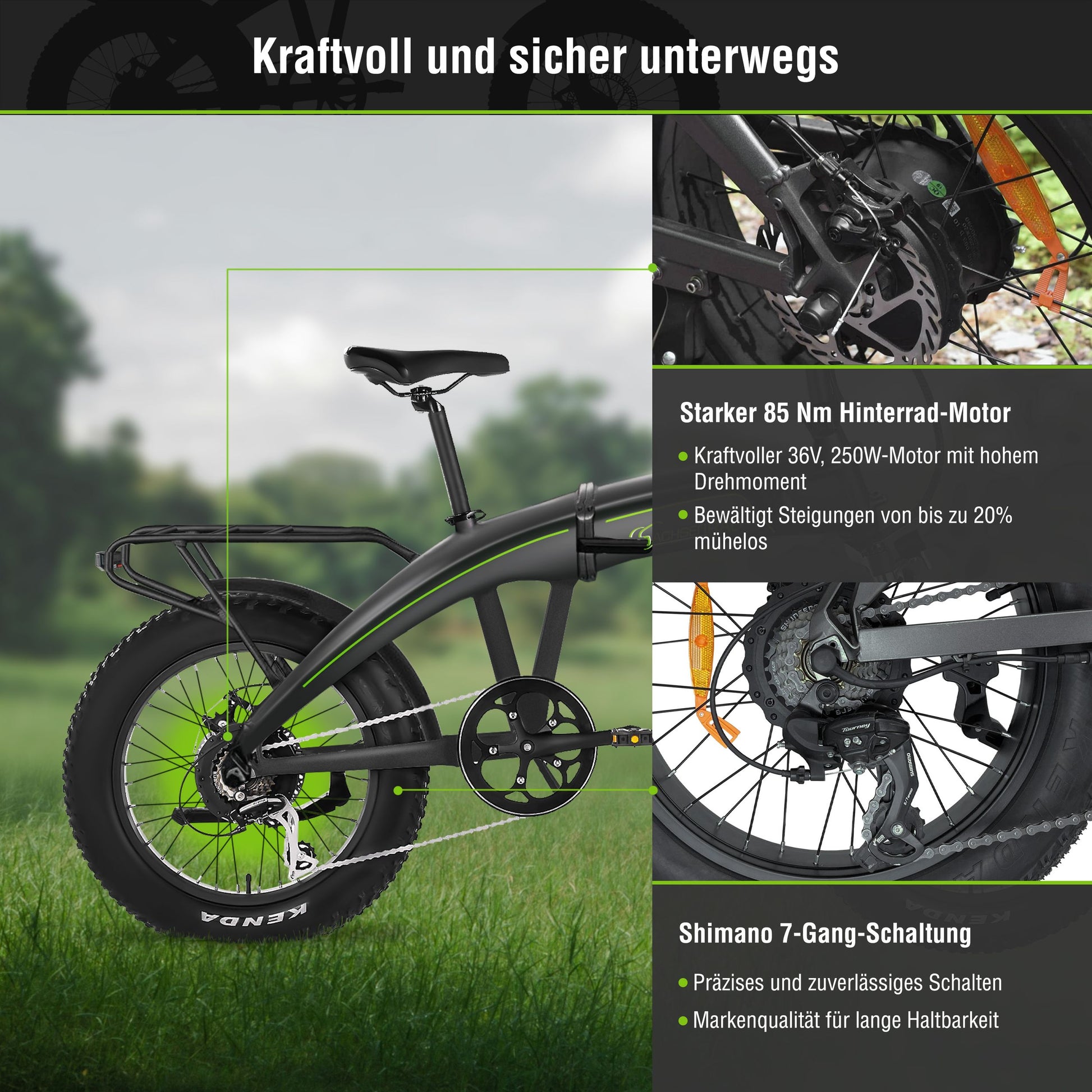 klapprad obelink SachsenRAD E-Folding Bike Klapprad F6 Safari 20" Zoll StVZO Fatbike | Interne Kabelführung