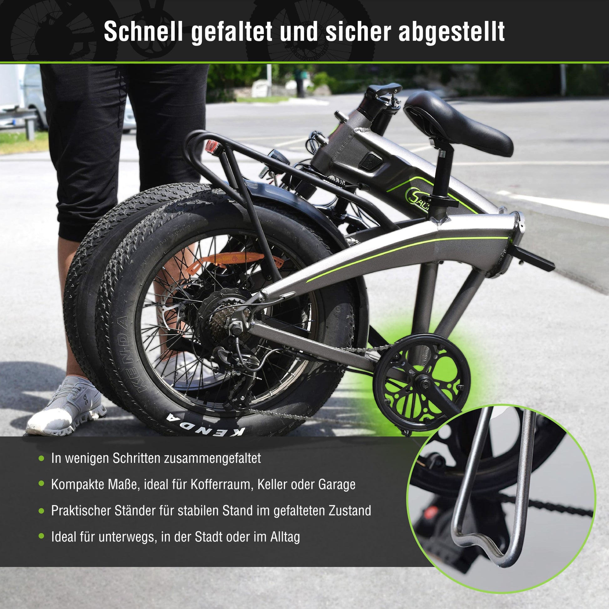 yonos e bike 20 zoll klapprad SachsenRAD E-Folding Bike Klapprad F6 Safari 20" Zoll StVZO Fatbike | Interne Kabelführung