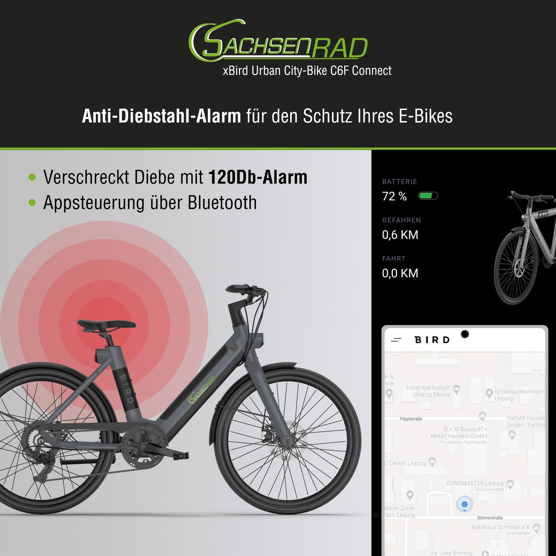 sachsenrad xbird urban city-bike c6f connect SachsenRAD xBird E-CityBIKE C6F Connect günstiges E-Bike