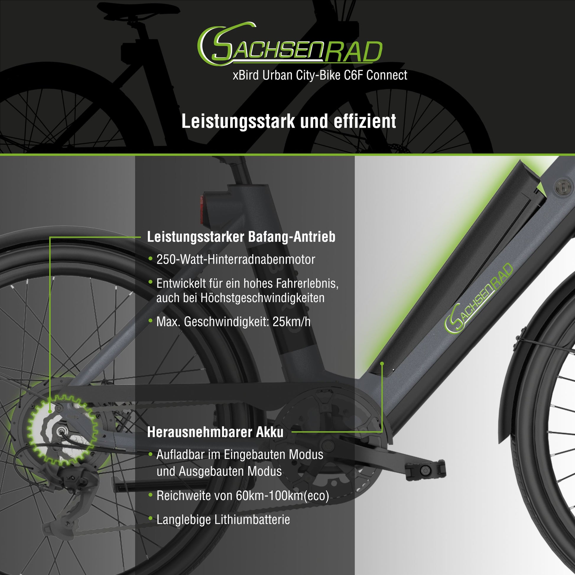 SachsenRAD xBird E-CityBIKE C6F Connect günstiges E-Bike