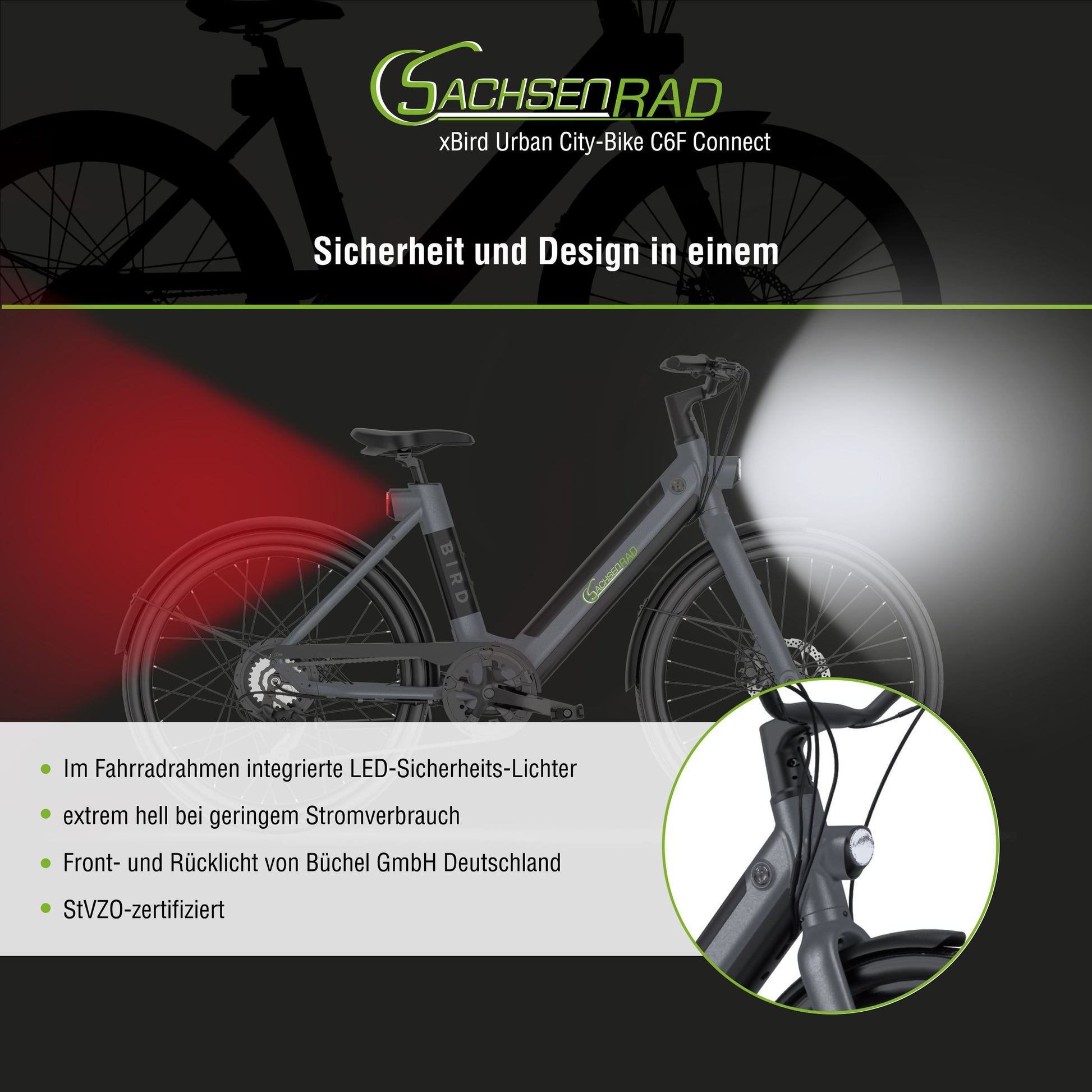 SachsenRAD xBird E-CityBIKE C6F Connect günstiges E-Bike