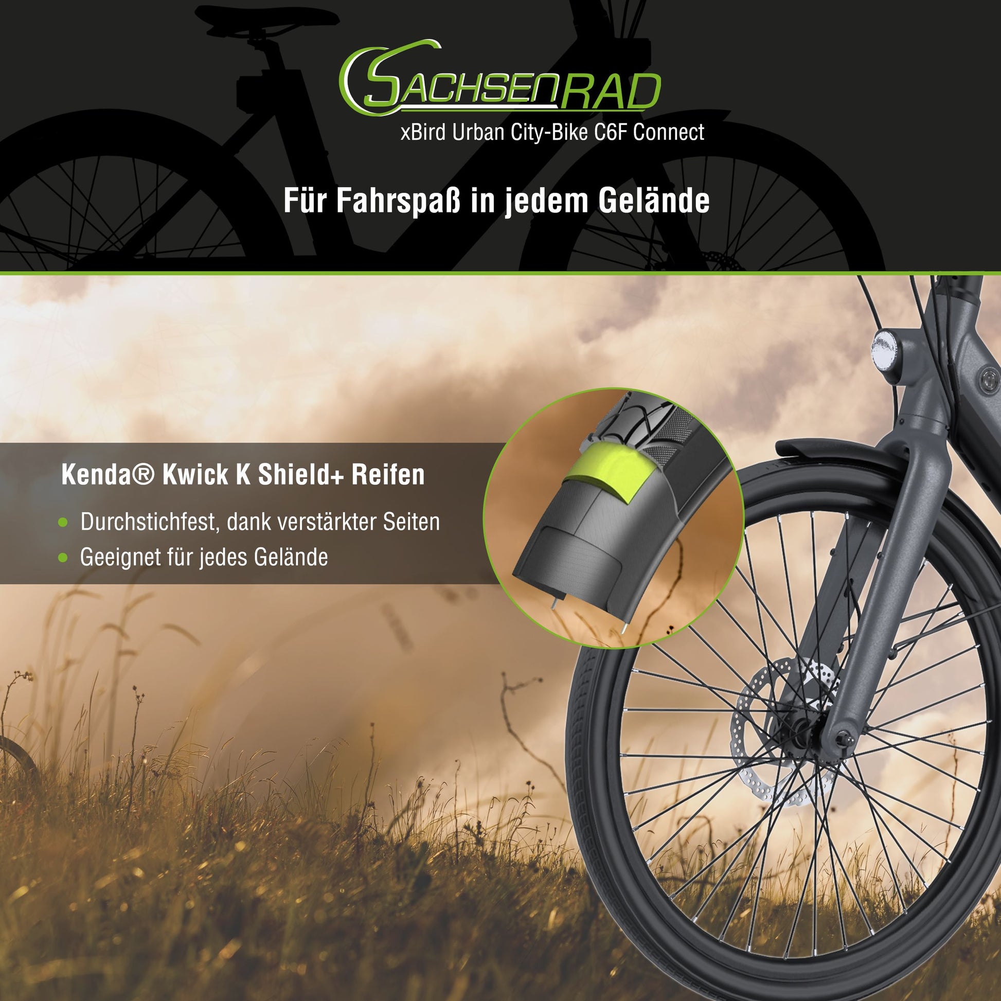 xbird urban city-bike c6f connect SachsenRAD xBird E-CityBIKE C6F Connect affordable e-bike