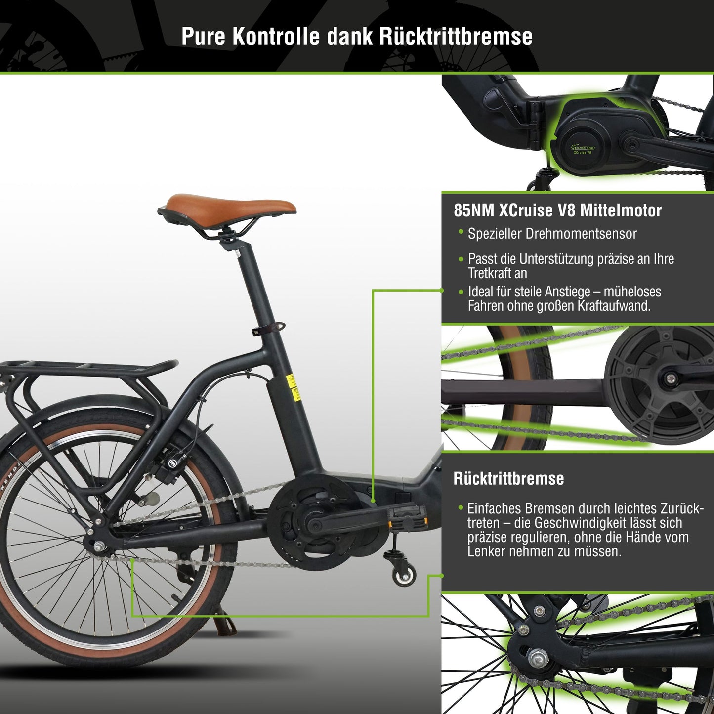 E-Faltrad F3B Centro mit Rücktrittbremse