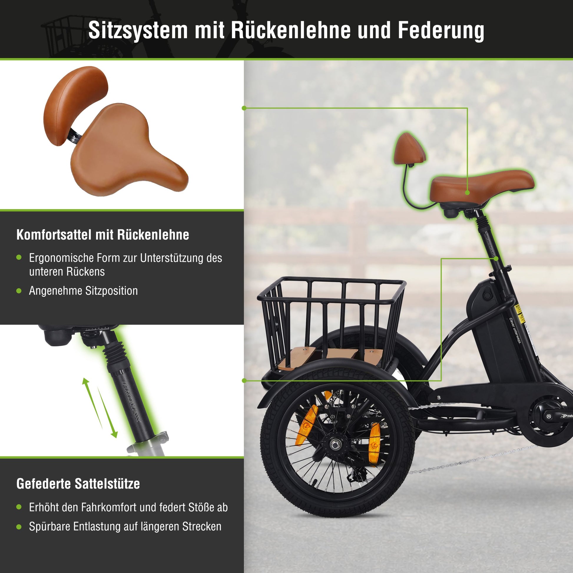 fahrradsattel luftgefedert E-Lastenrad T6S Comfort Air, faltbar – SachsenRAD