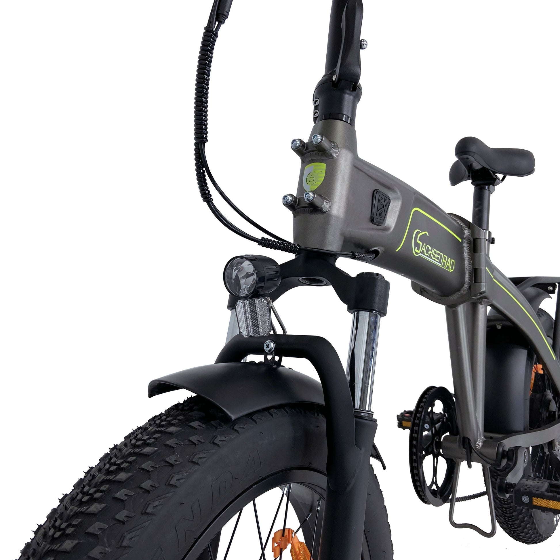 e fatbike klapprad SachsenRAD E-Folding Bike Folding Bike F6 Safari 20" inch StVZO Fatbike | Internal cable routing | High-quality anodizing