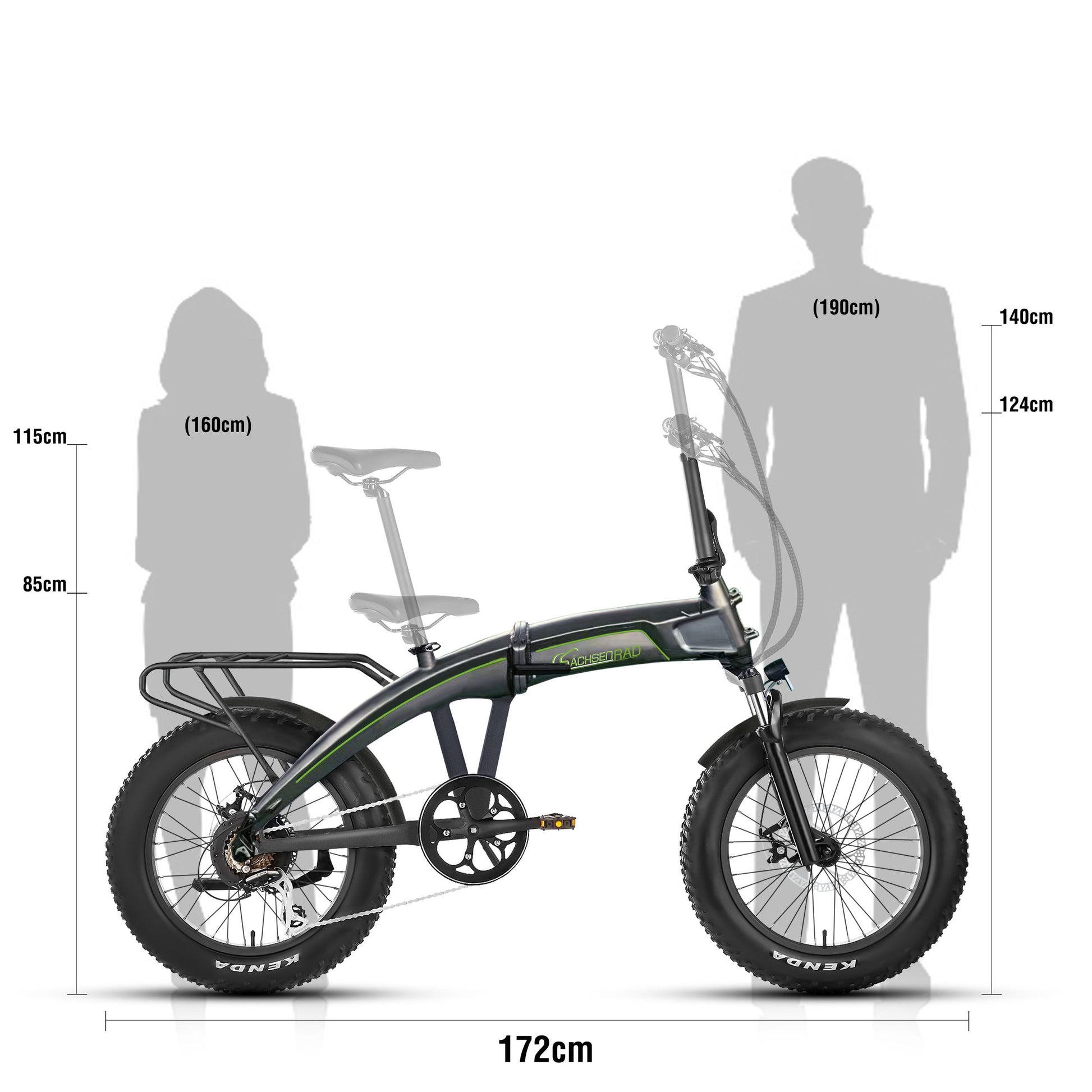 ansmann e-bike klapprad SachsenRAD E-Folding Bike Klapprad F6 Safari 20" Zoll StVZO Fatbike | Interne Kabelführung